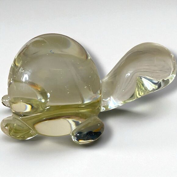 Paperweight  clear Glass Turtle Round  Figurine Desk Office Decor Whimsical - Picture 1 of 6